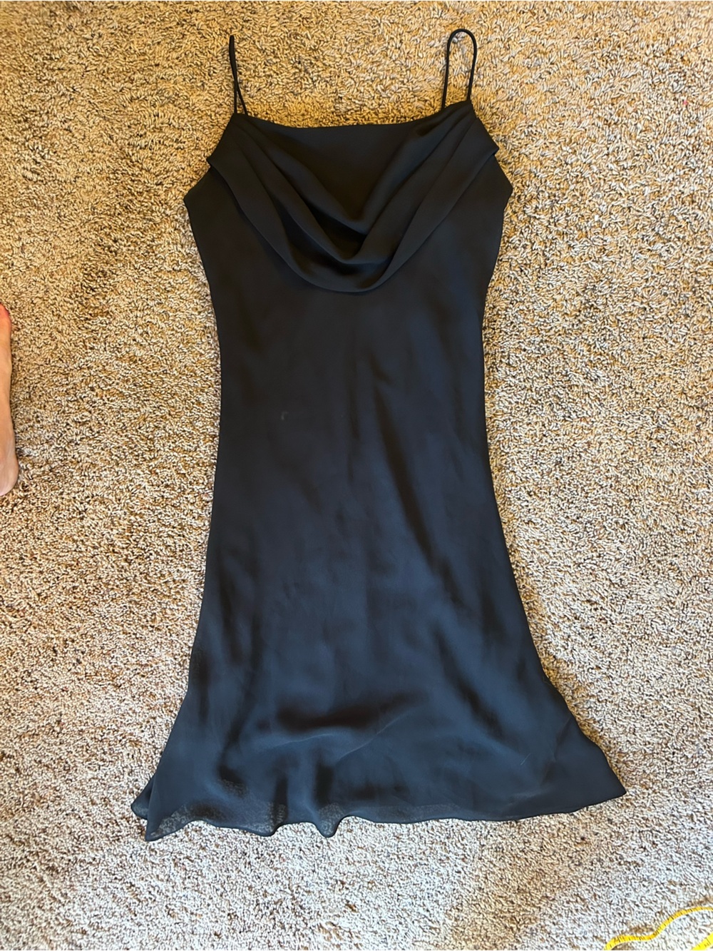Onyx Nite Black Slip Dress with Cowl Neck